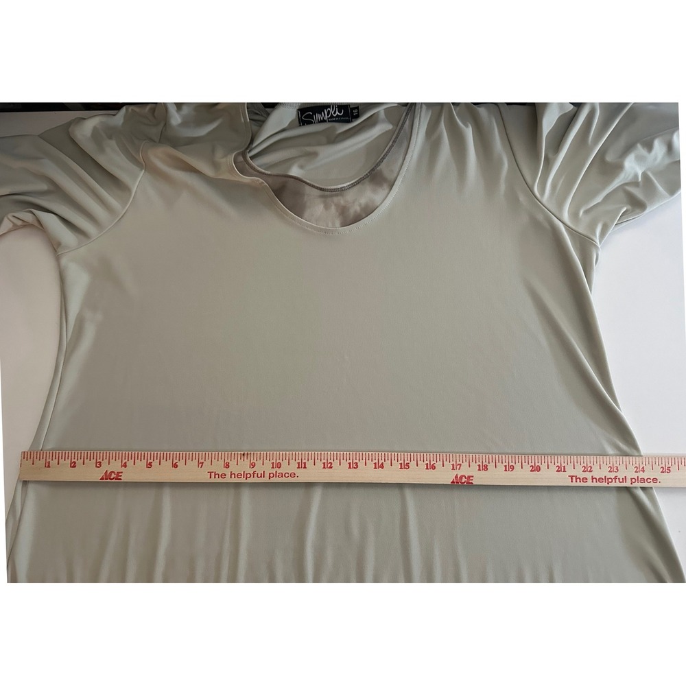 Sympli Tunic Dress Sz 16 Layered Mesh Tie Dye Hem Asymmetric Neutral Taupe Artsy - Picture 5 of 11